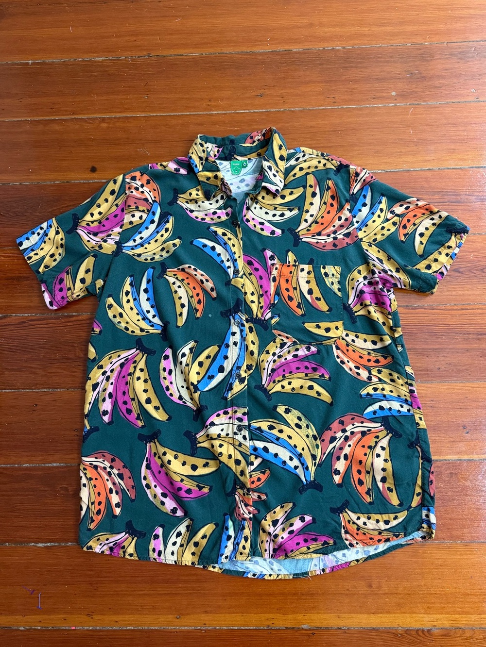 Farm Rio Unisex Button Down Colorful Bohemian Banana Bunch Shirt Sz P 💛🍄